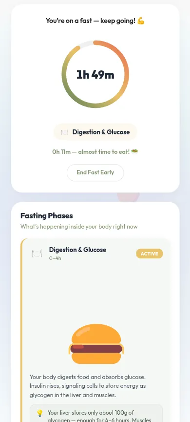 Bytebite fasting tracker with a live countdown
